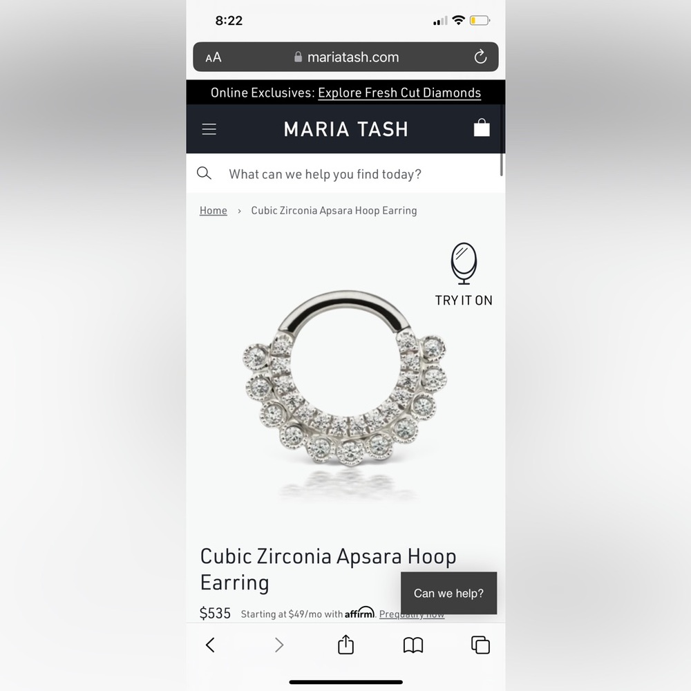 Like new worn 1 month maria tash aspara white